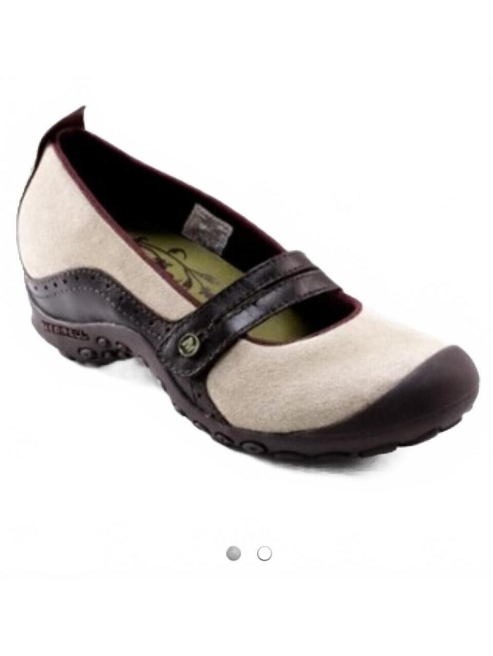 Merrell 11 Plaza Bandeau Dark Taupe Suede Mary Jane Wedge Shoes J46404